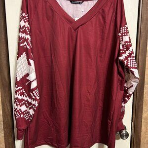 Women's BLOOMCHIC long sleeve shirt. Dark marroon. Size 18-20. NWT. (1206)